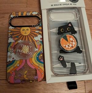 Clear Cat & Pumpkin PopSocket Phone Case - Black/Clear